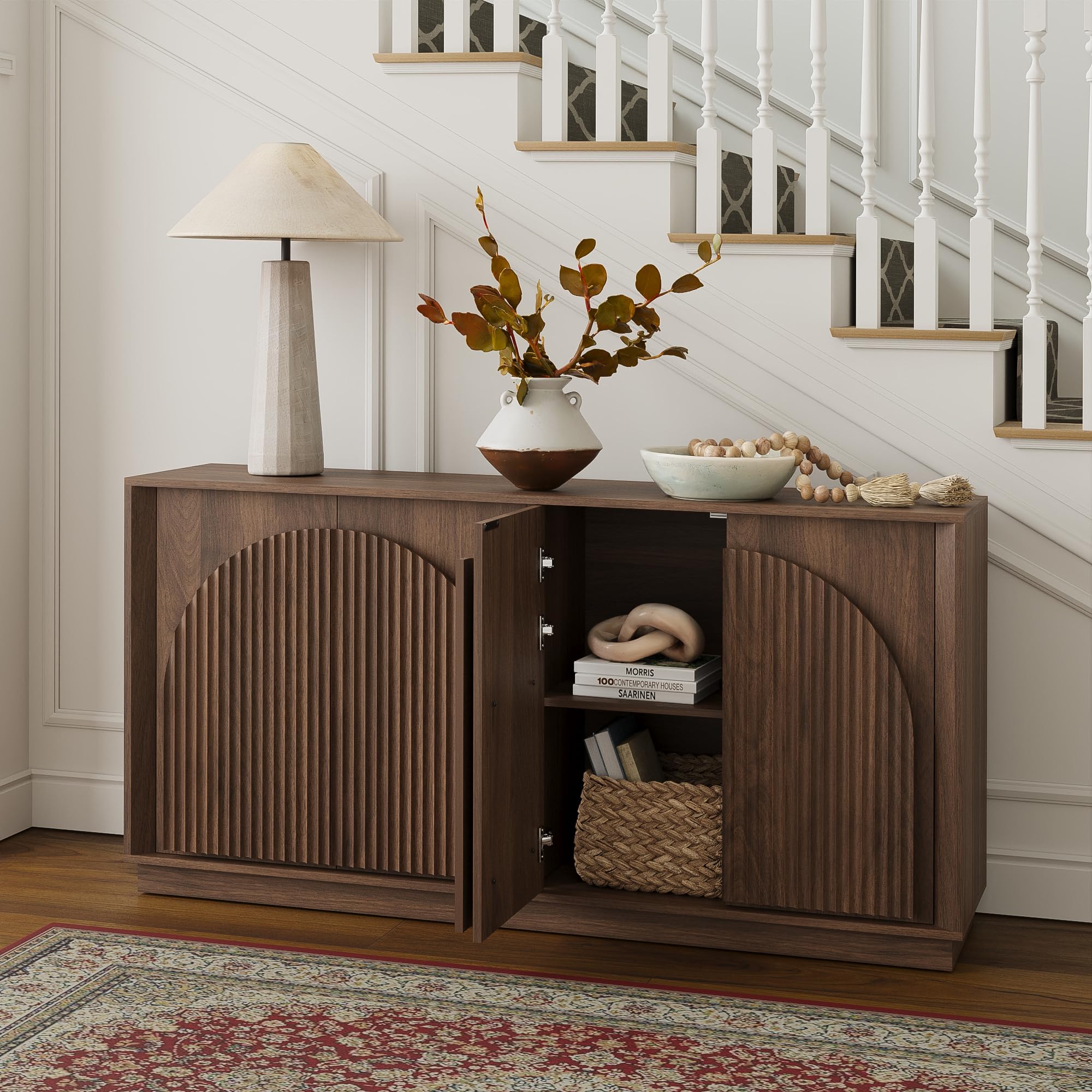Fluted Sideboard Buffet Cabinet 65"