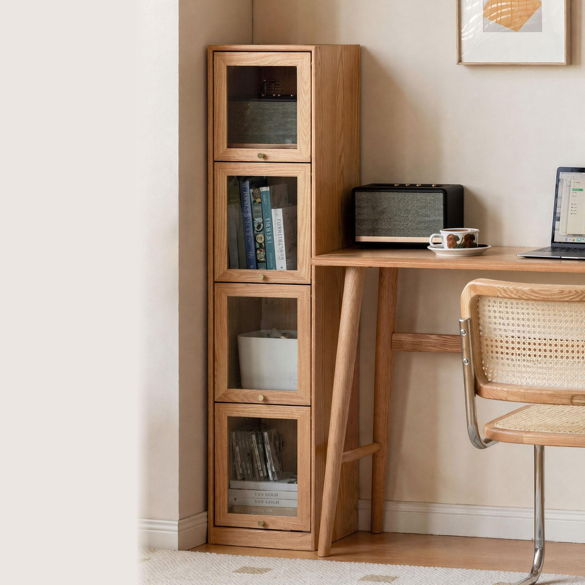 Narrow Solid Oak Bookcase