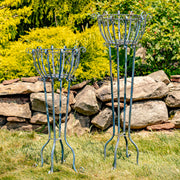 Zaer Ltd. Set of 2 Tall Metal Basket Plant Stands (Rustic Blue)