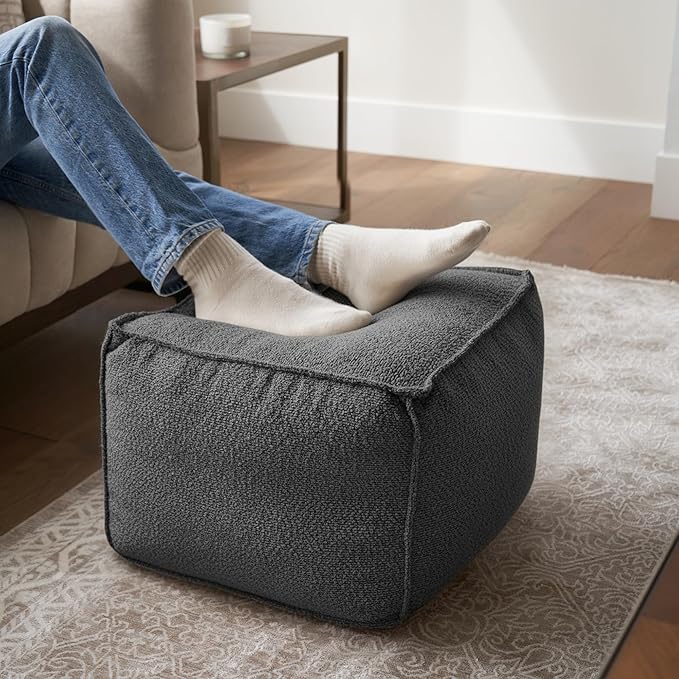 Round Boucle Pouf Ottoman Foot Rest