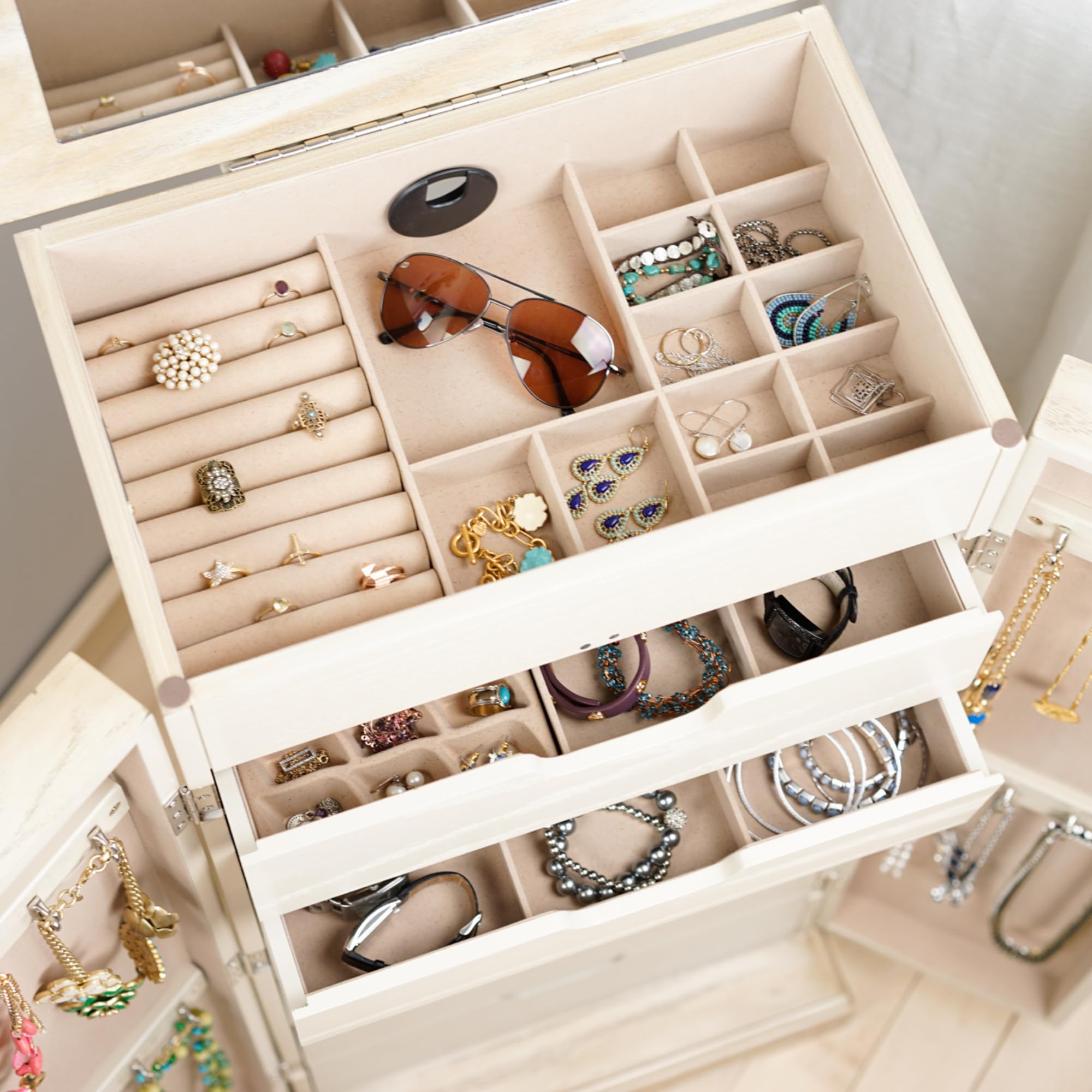 Hives and Honey Chelsea Jewelry Armoire, Taupe Mist