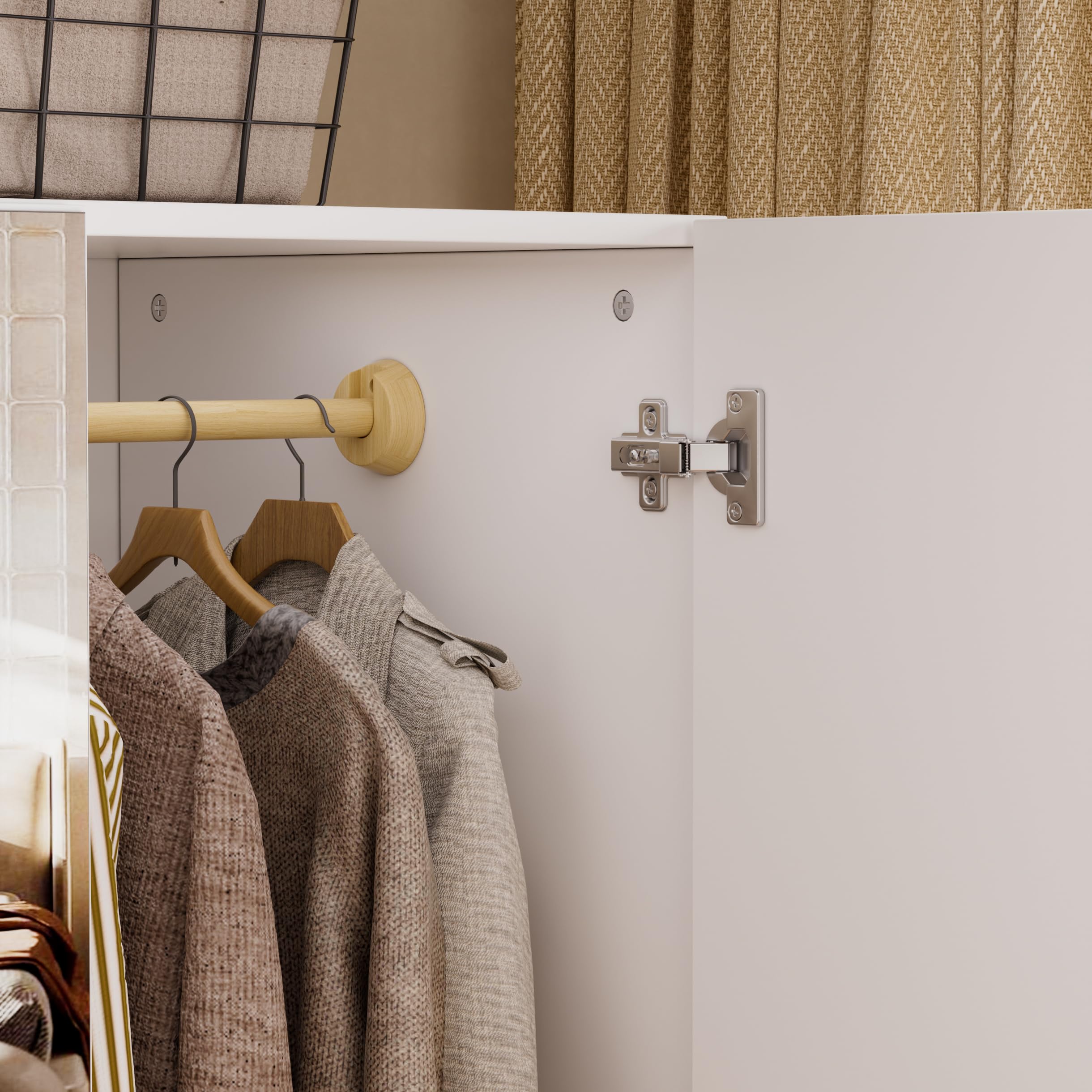 4-Door Wardrobe with LED Light & Mirror
