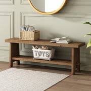 HOKYHOKY Wood Entryway Bench - 51.2" Farmhouse Long Storage Bench, Indoor