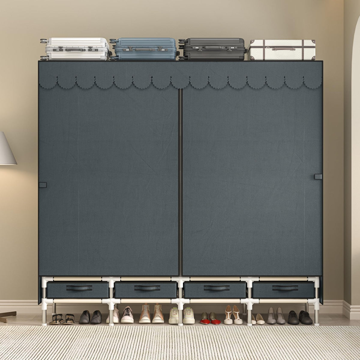 Portable Wardrobe with Drawers