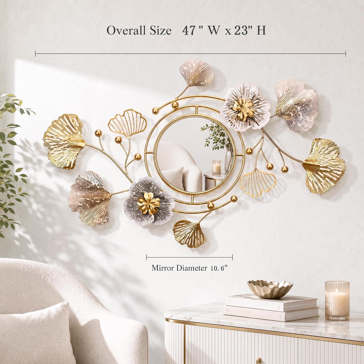 Ginkgo Metal Wall Mirror