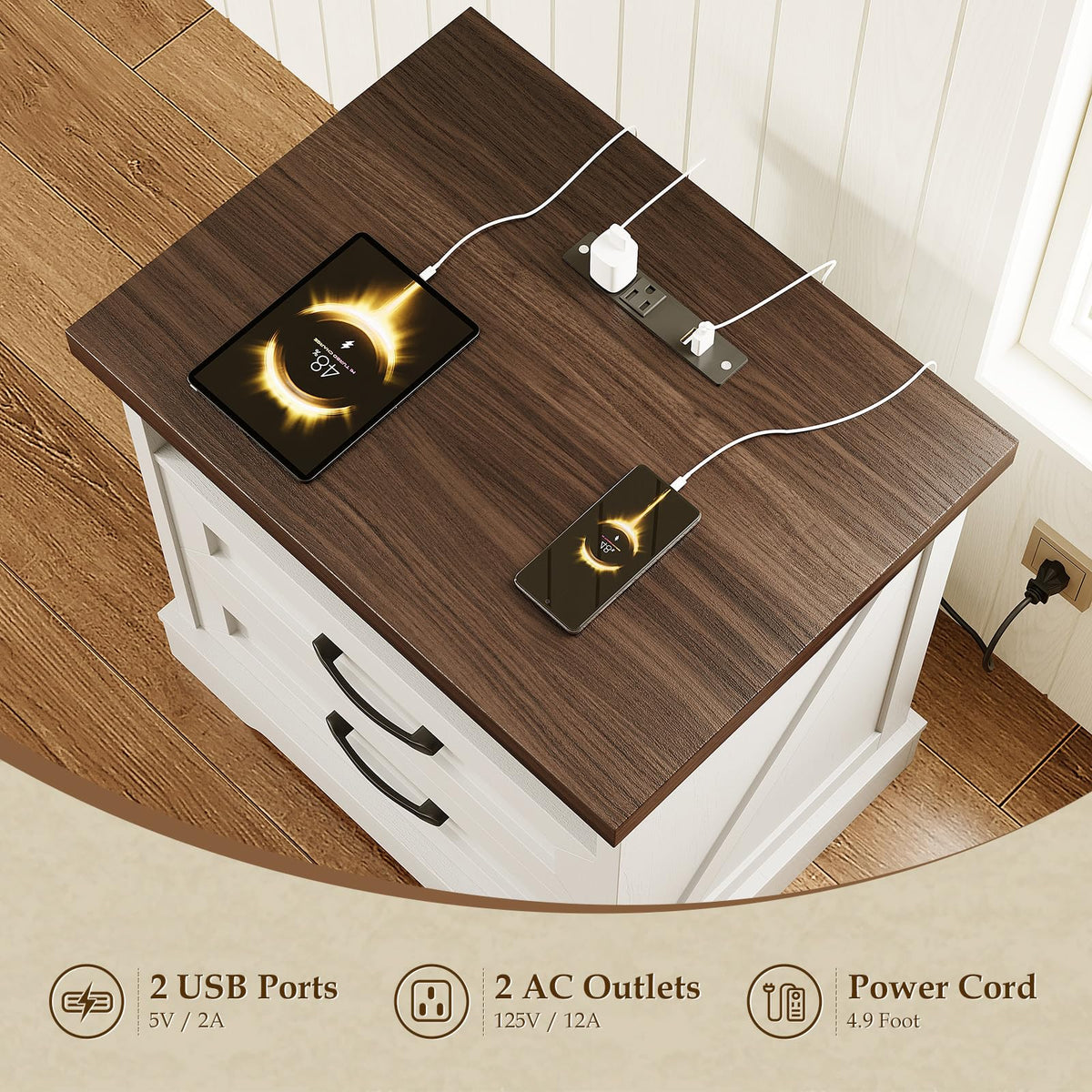 Farmhouse Charging Nightstand