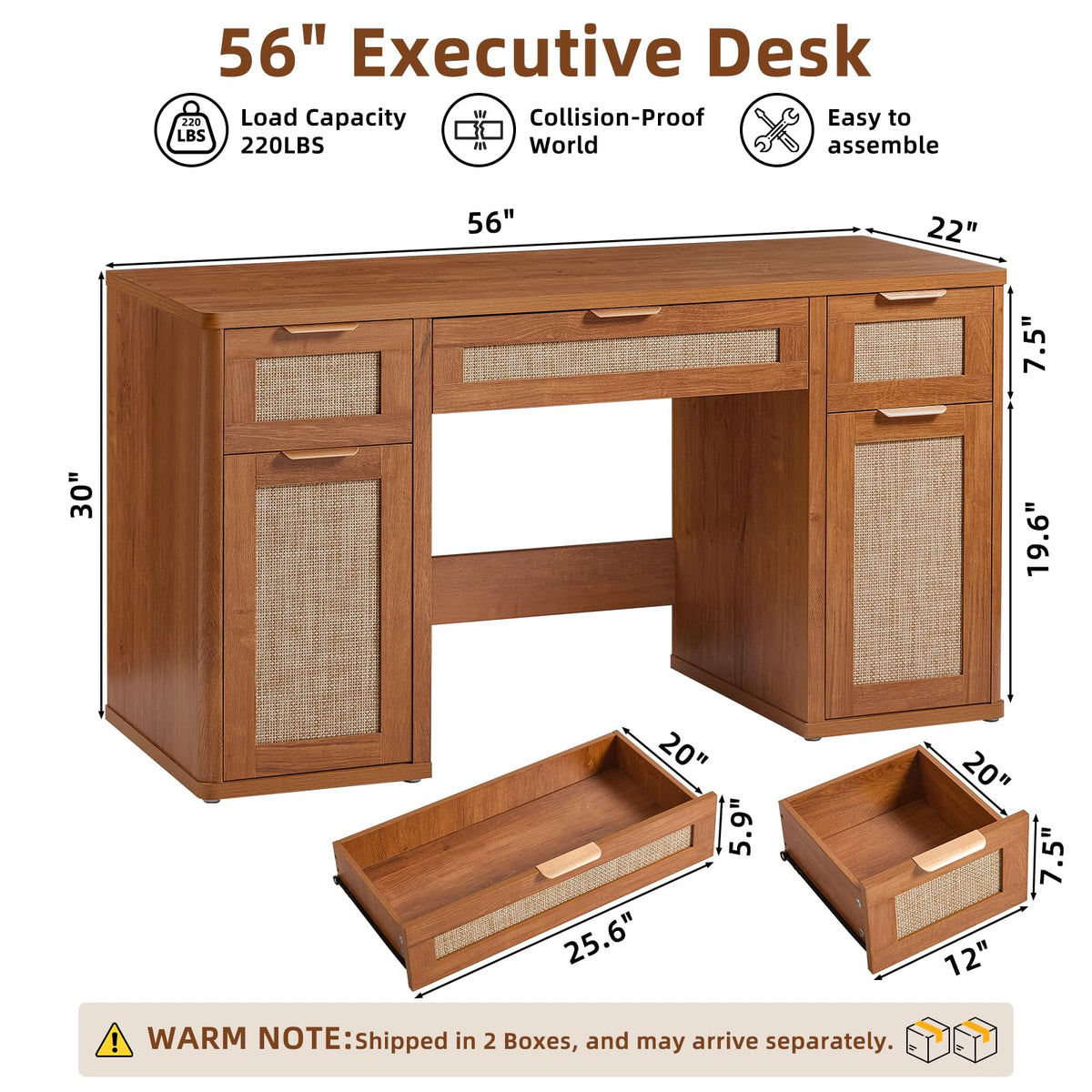 Rattan-Style Storage Desk
