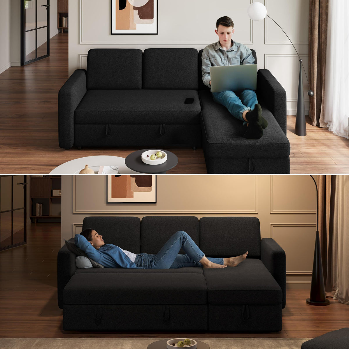 Reversible Sleeper Sectional with Storage