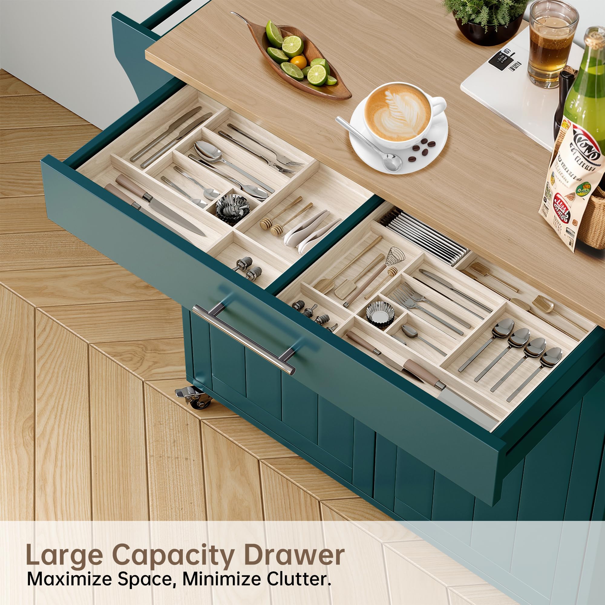Rolling Kitchen Island Cart with Storage