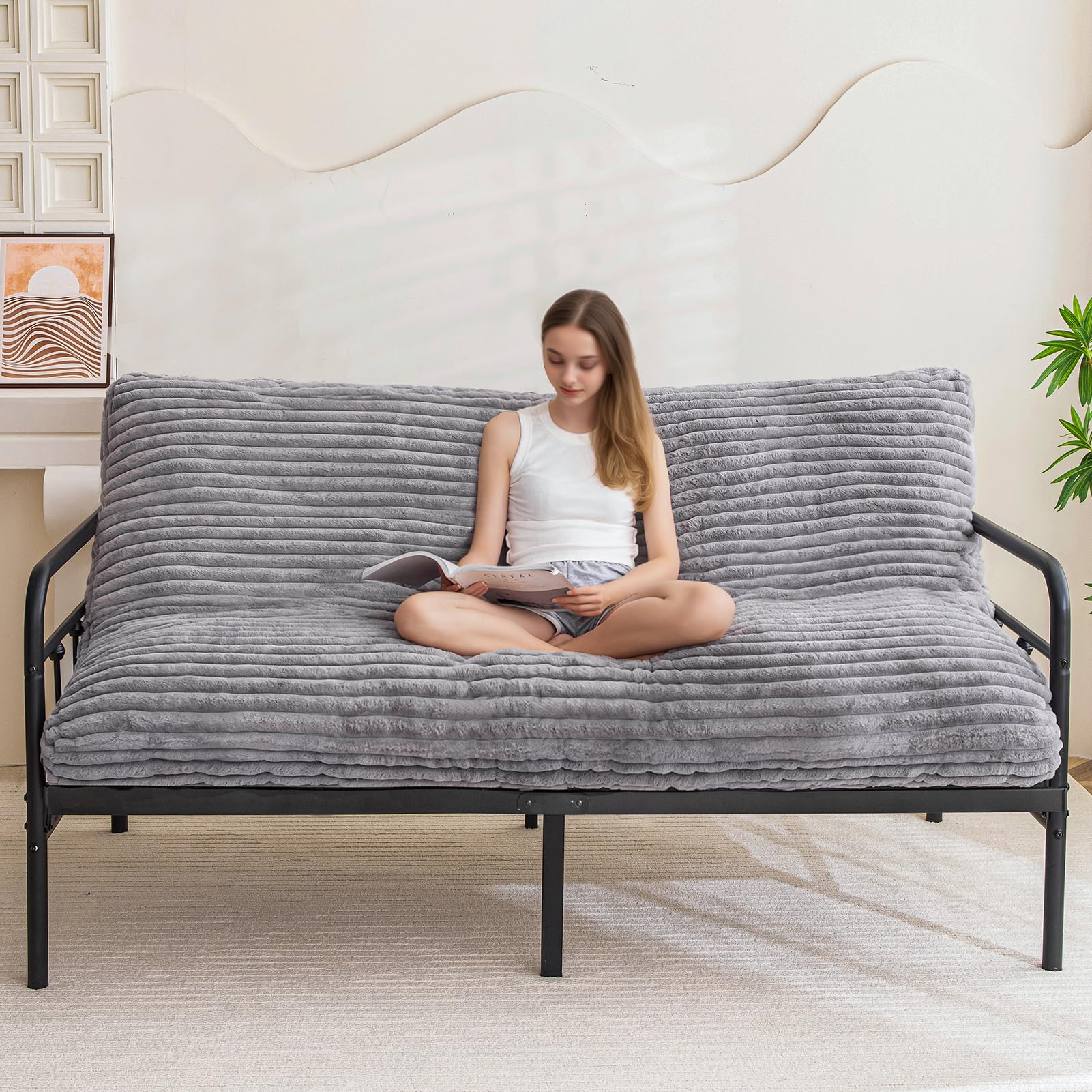 6-Inch Full Size Futon Mattress – Faux Fur, Foam Fill