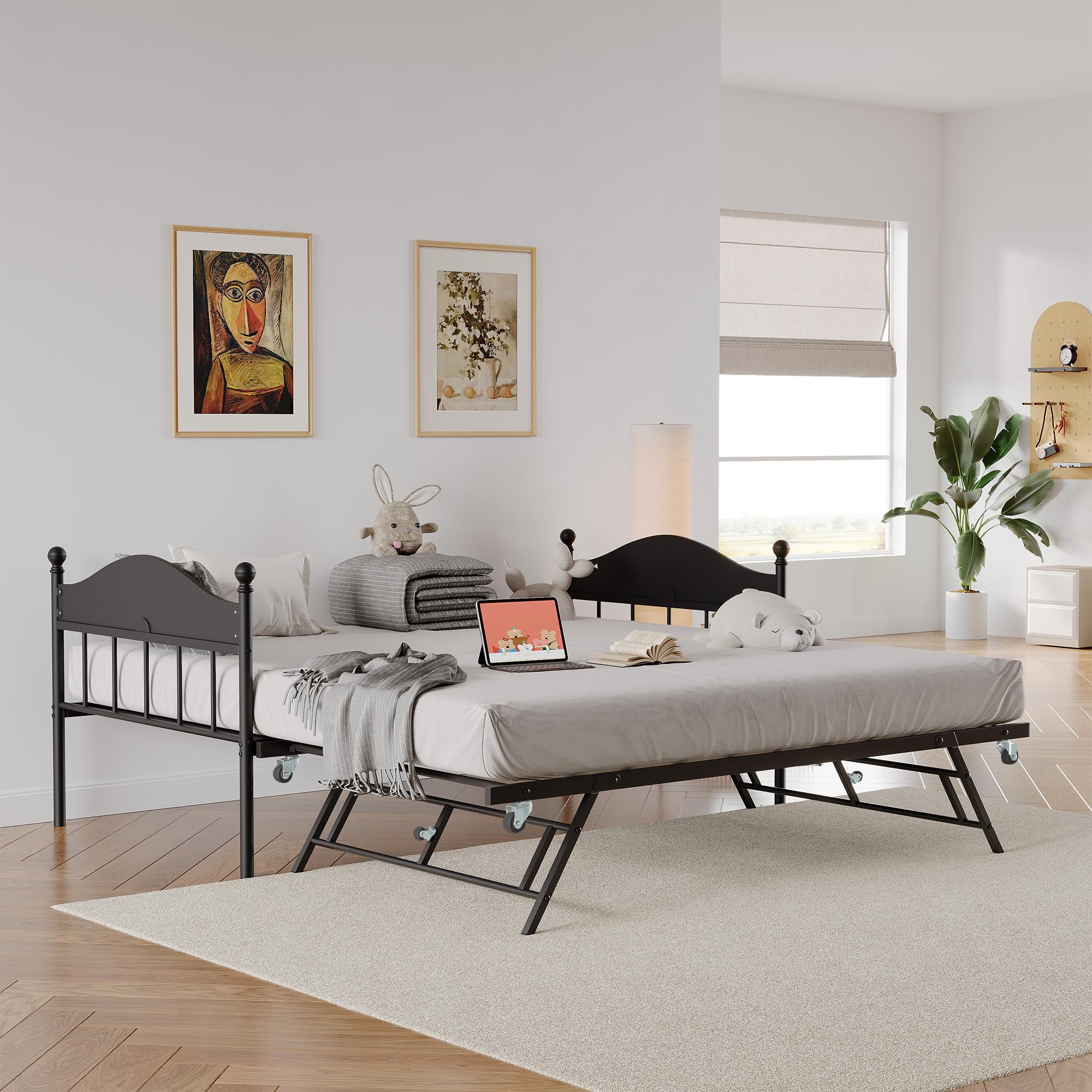 Twin Metal Daybed with Pop-Up Trundle