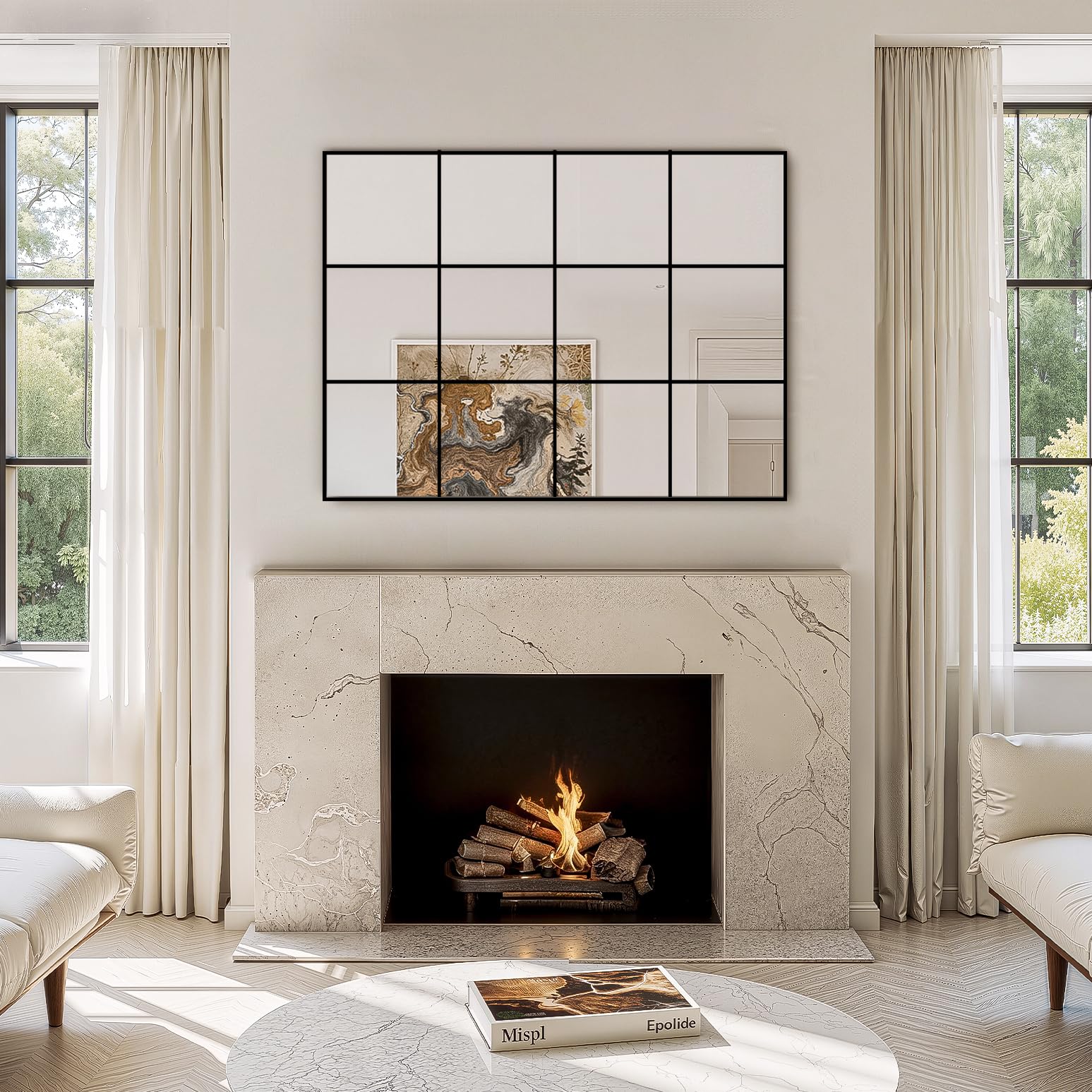 Windowpane Grid Wall Mirror