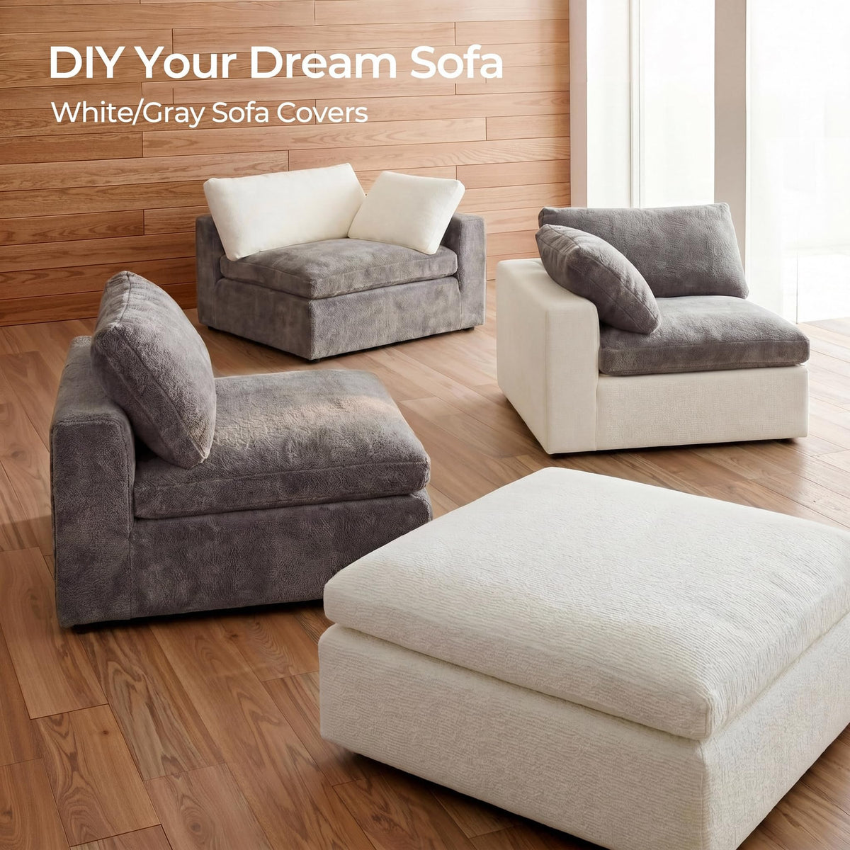 L-Shaped Sectional Sofa with Washable Covers