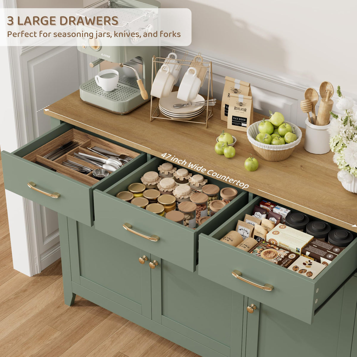 Sage Green Buffet Cabinet