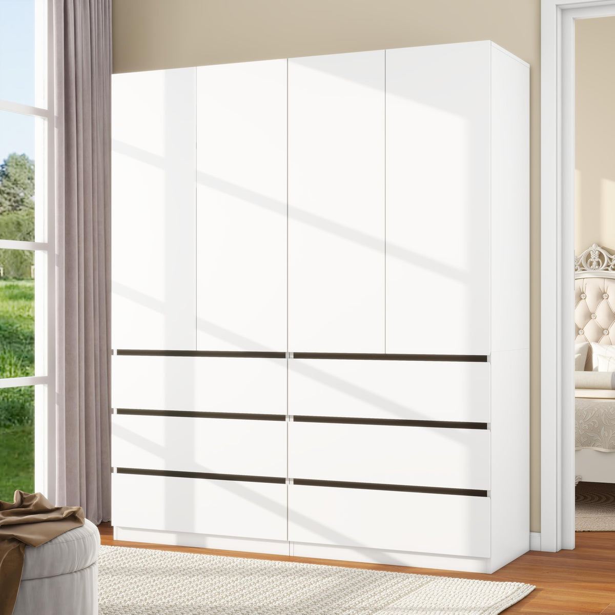 White Wardrobe Closet with Drawers