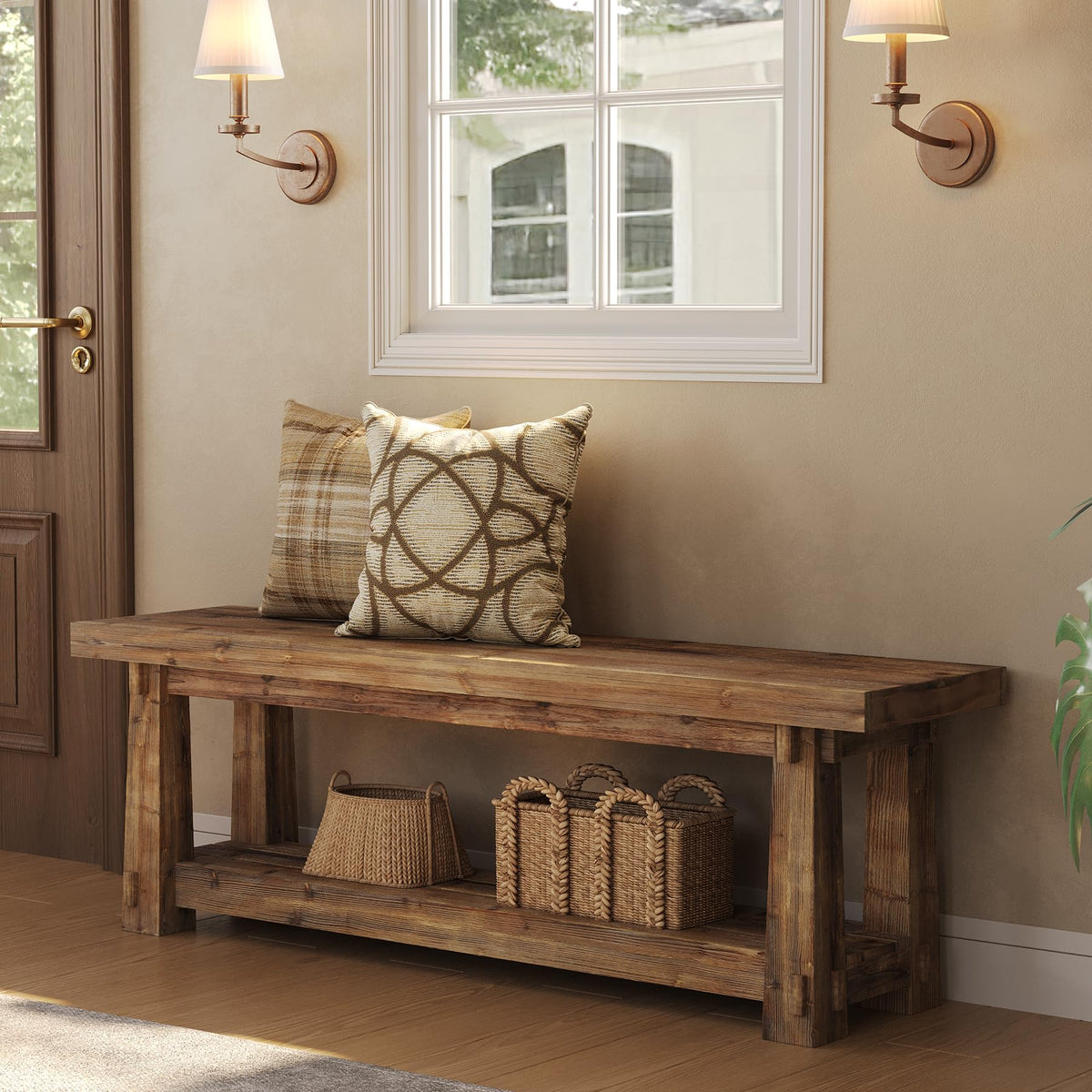 Solid Wood Shoe Storage Bench