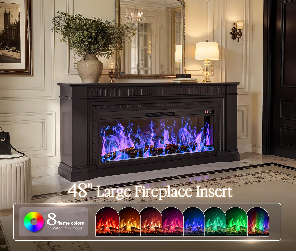PRAISUN 70'' Fireplace TV Stand with 48'' Electric Fireplace