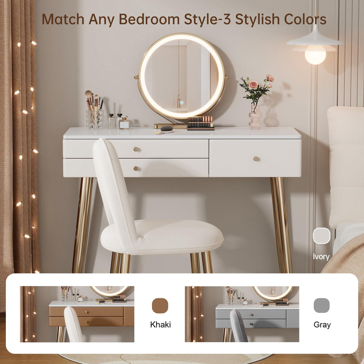 LED Makeup Vanity with Chair