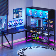 L-Shaped Gaming Desk with Display Hutch