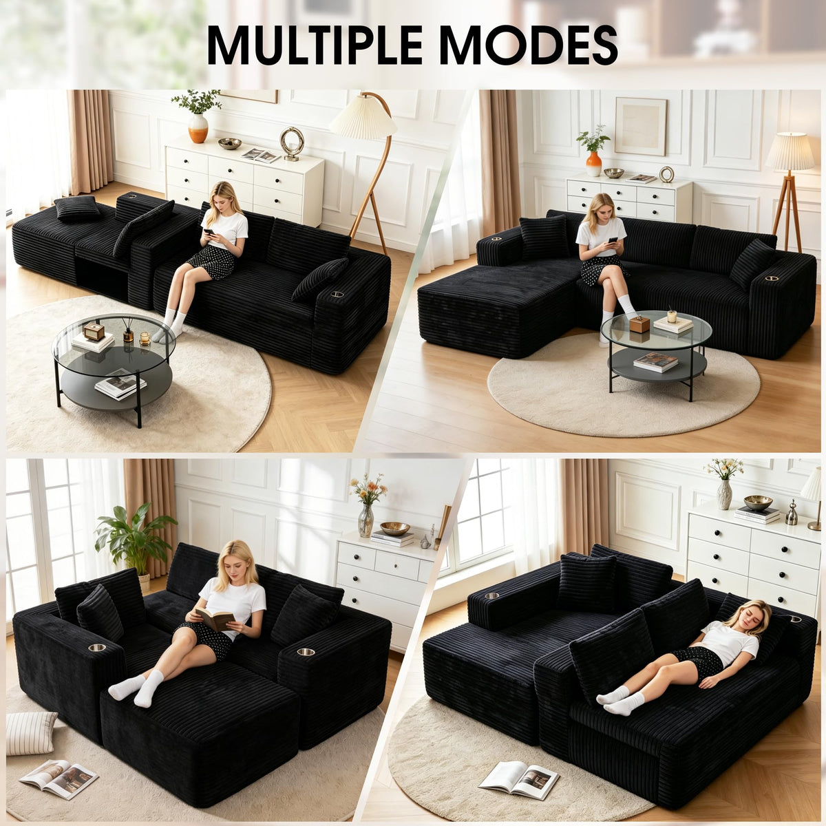 Modular Corduroy Sectional Sofa