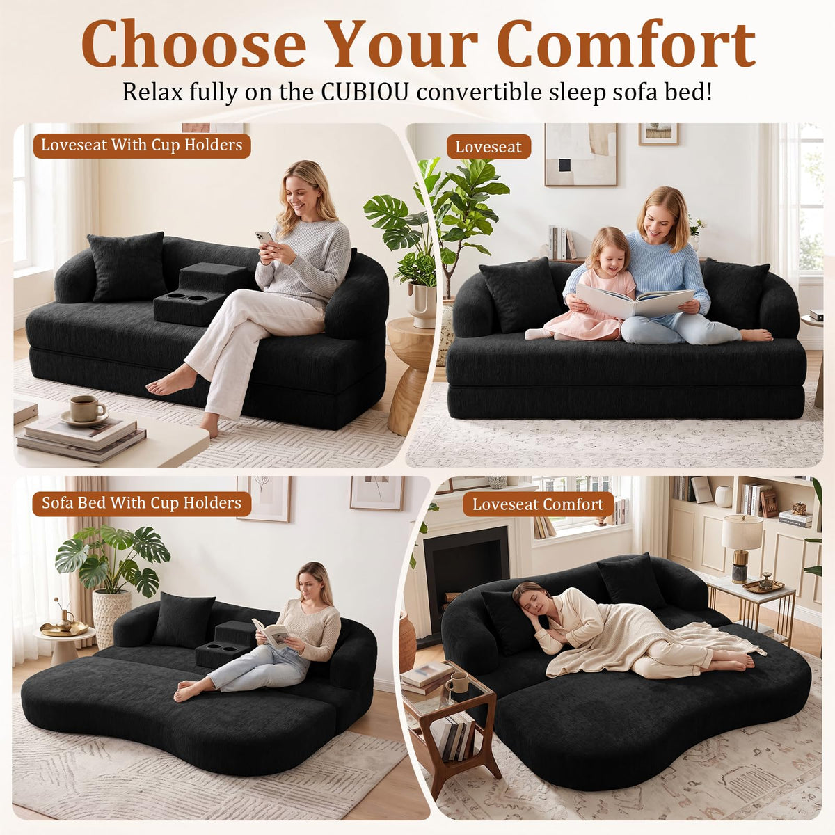 CUBIOU 70" Convertible Sofa Bed, Boneless Futon Sleeper Loveseat Couch