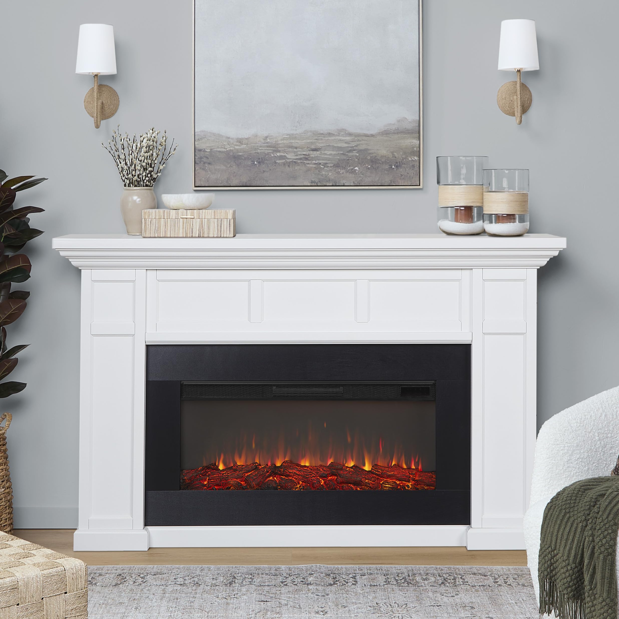 Alcott 75" Electric Fireplace with Mantel