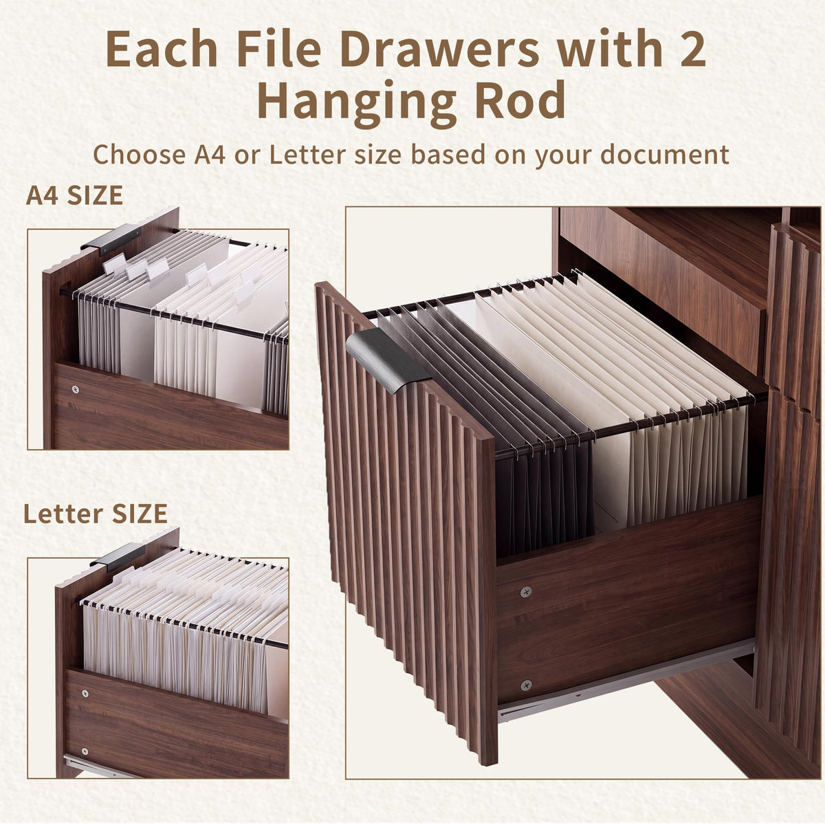 Fluted 3-Drawer File Cabinet
