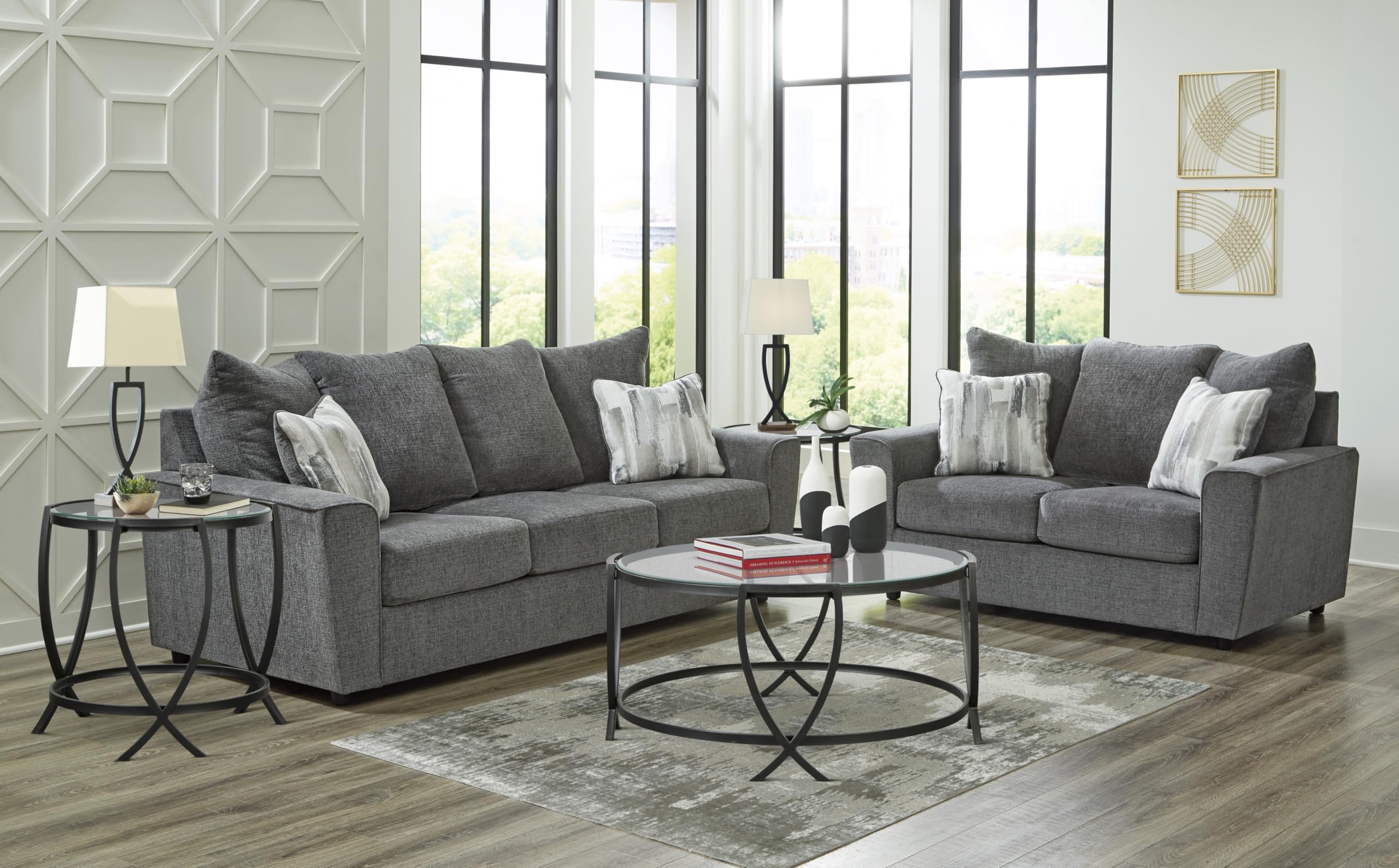Dark Gray Flared Arm Chenille Sofa