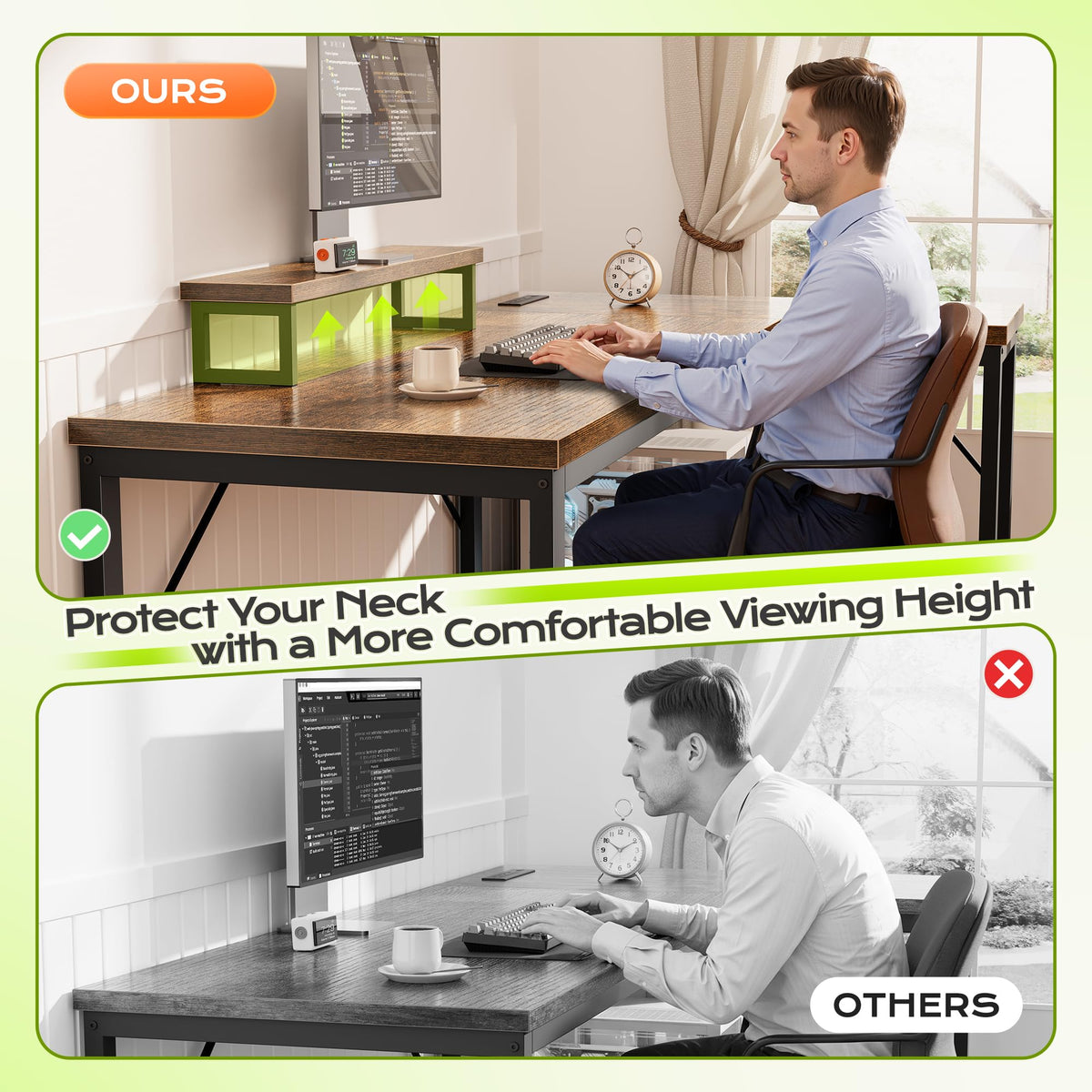 Reversible L-Shaped Desk with Charging Station