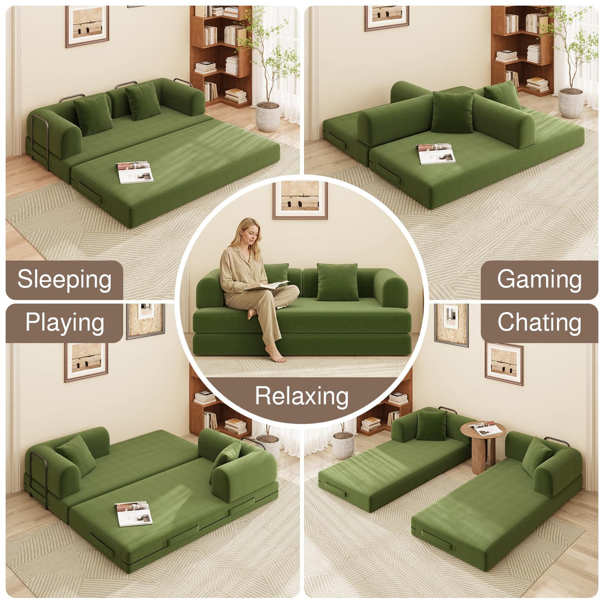 Ahomly 78.8'' Convertible Sofa Bed,5-in-1 Boneless Couch, No Assembly