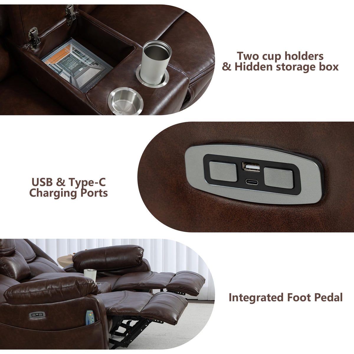 JIKFRIMA Zero Gravity Power Loveseat Recliner Sofa with Massage and Heat