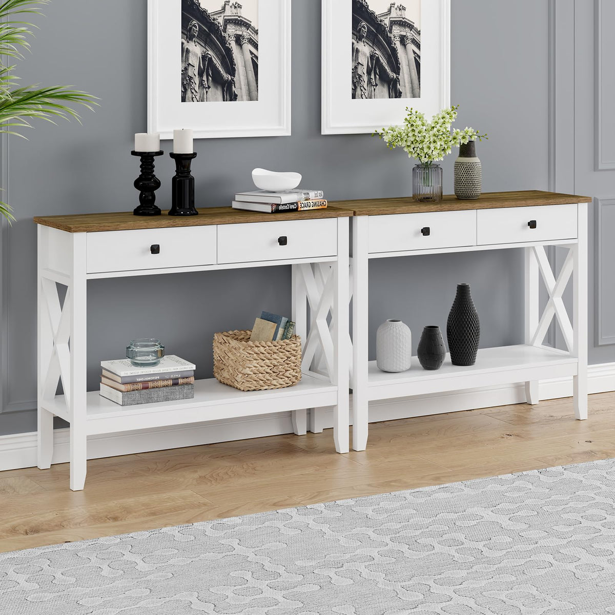 White Console Table with Drawers