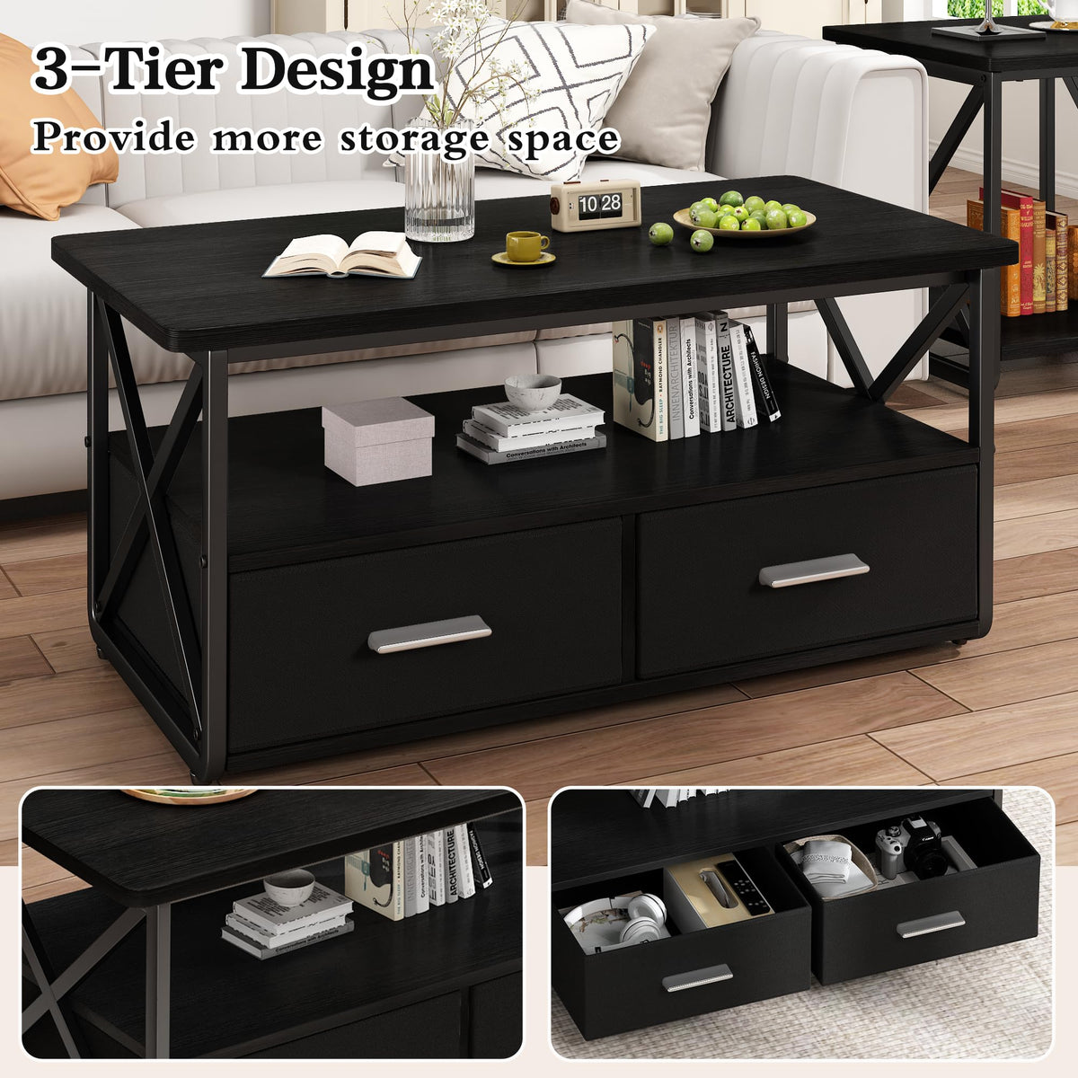 3-Piece Table Set with Fabric Drawers