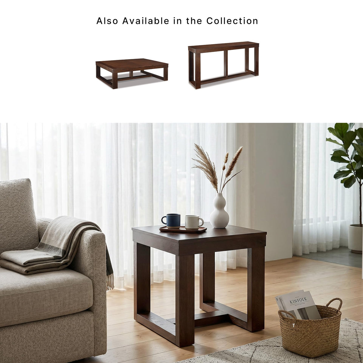 Signature Design by Ashley End Table, Oversized Square, Dark Brown