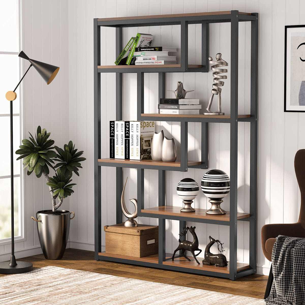 6-Tier Industrial Bookshelf