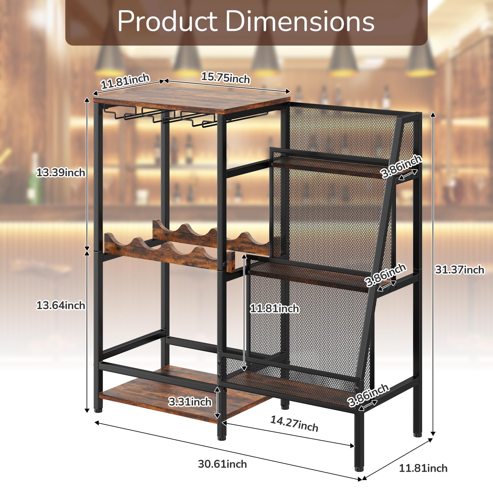 Wine Rack with Mini Bar Table