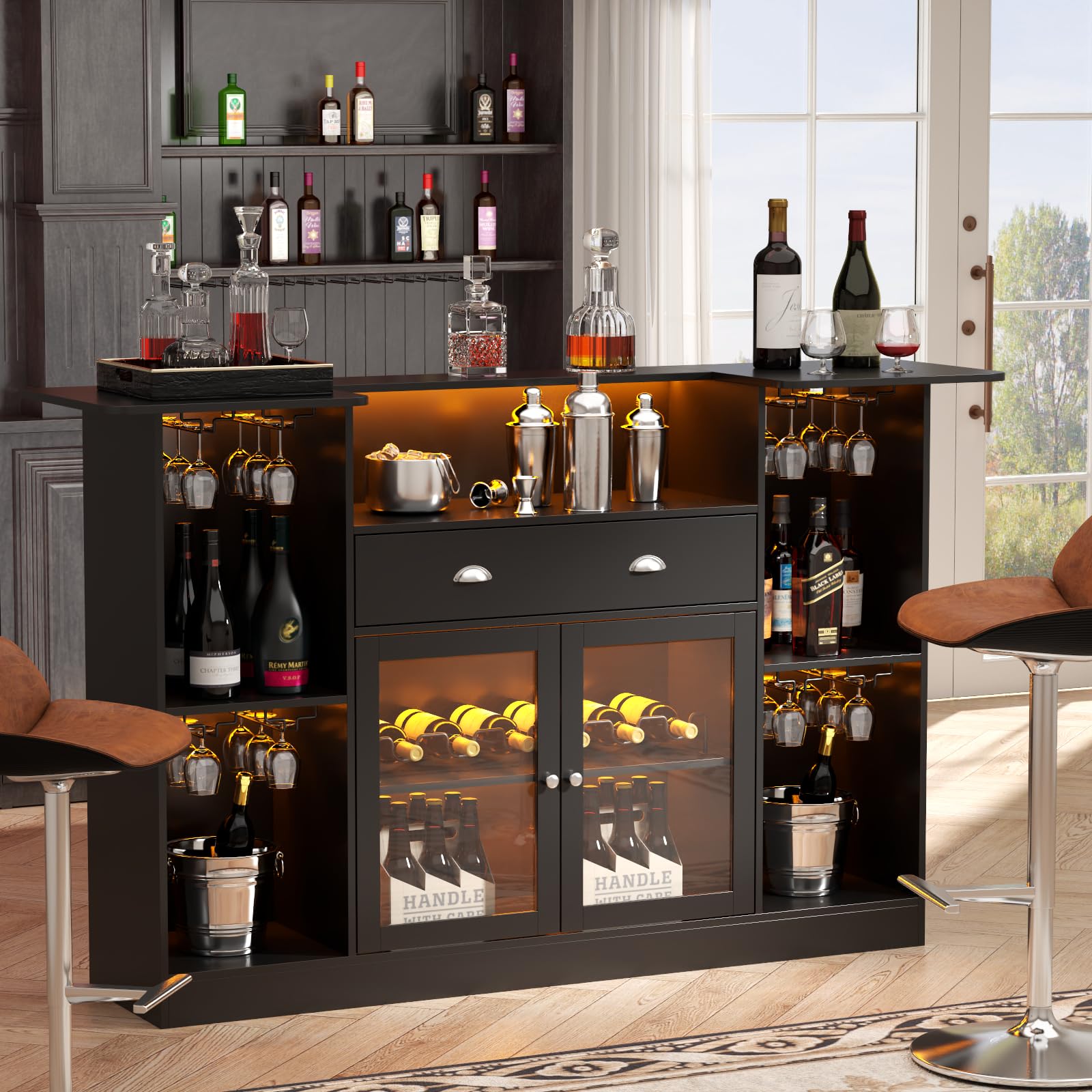 Bar Cabinet with LED & Drawer