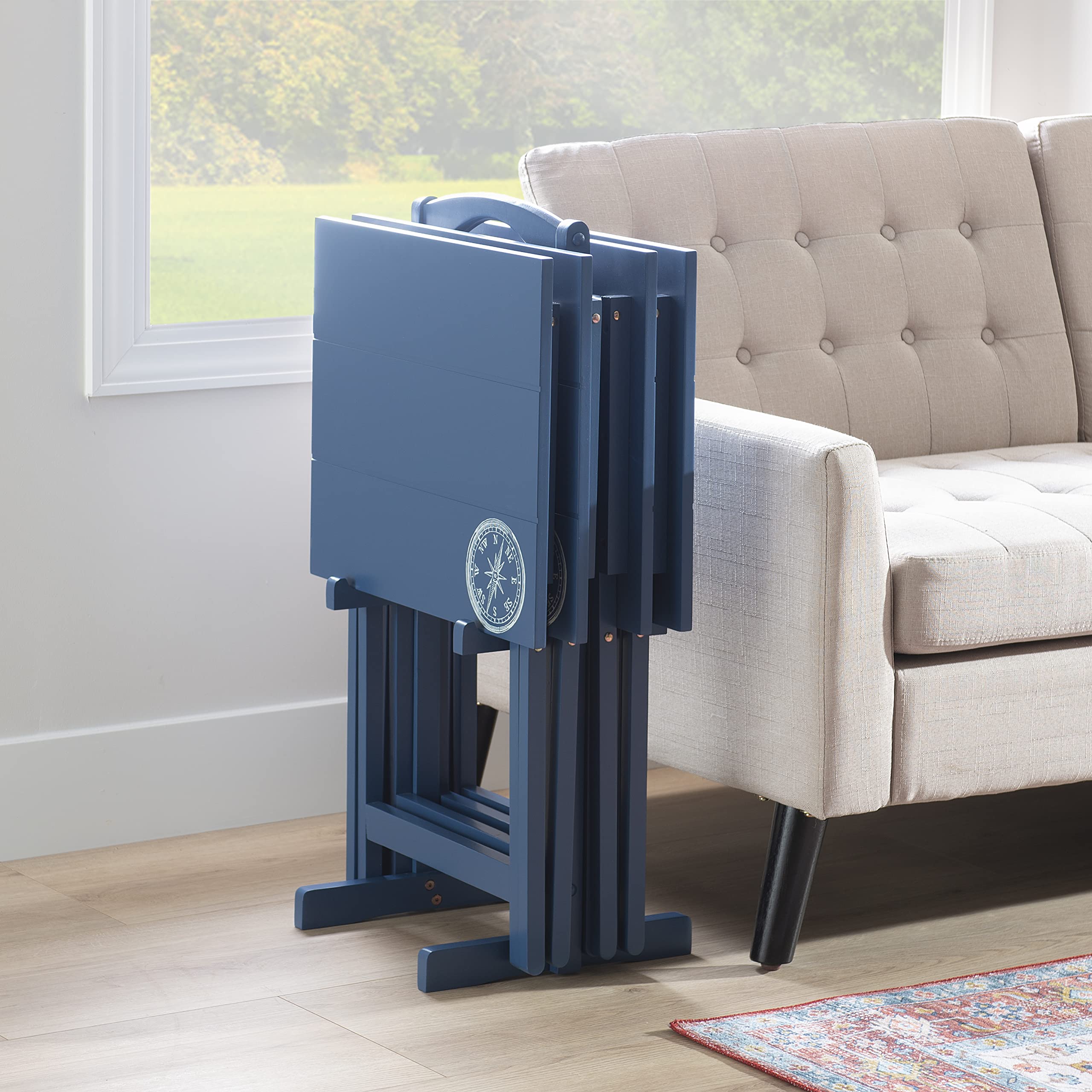 Folding Tray Table Set of 4 with Storage Stand