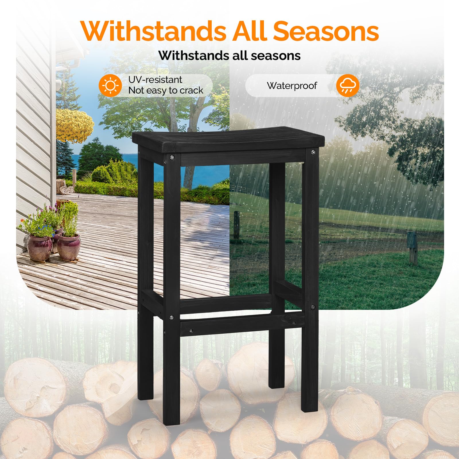 Outdoor Bar Bistro Set – Fir Wood Table & 2 Stools