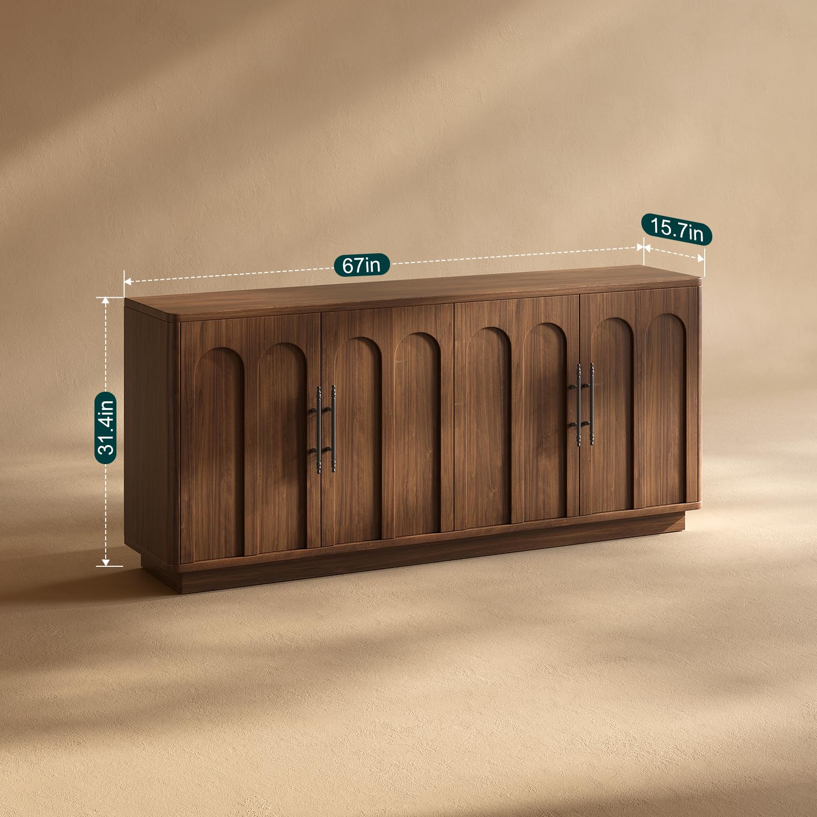 67" Arched Sideboard Buffet Cabinet with 4 Doors