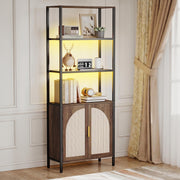 Rattan LED Bookshelf with Cabinet