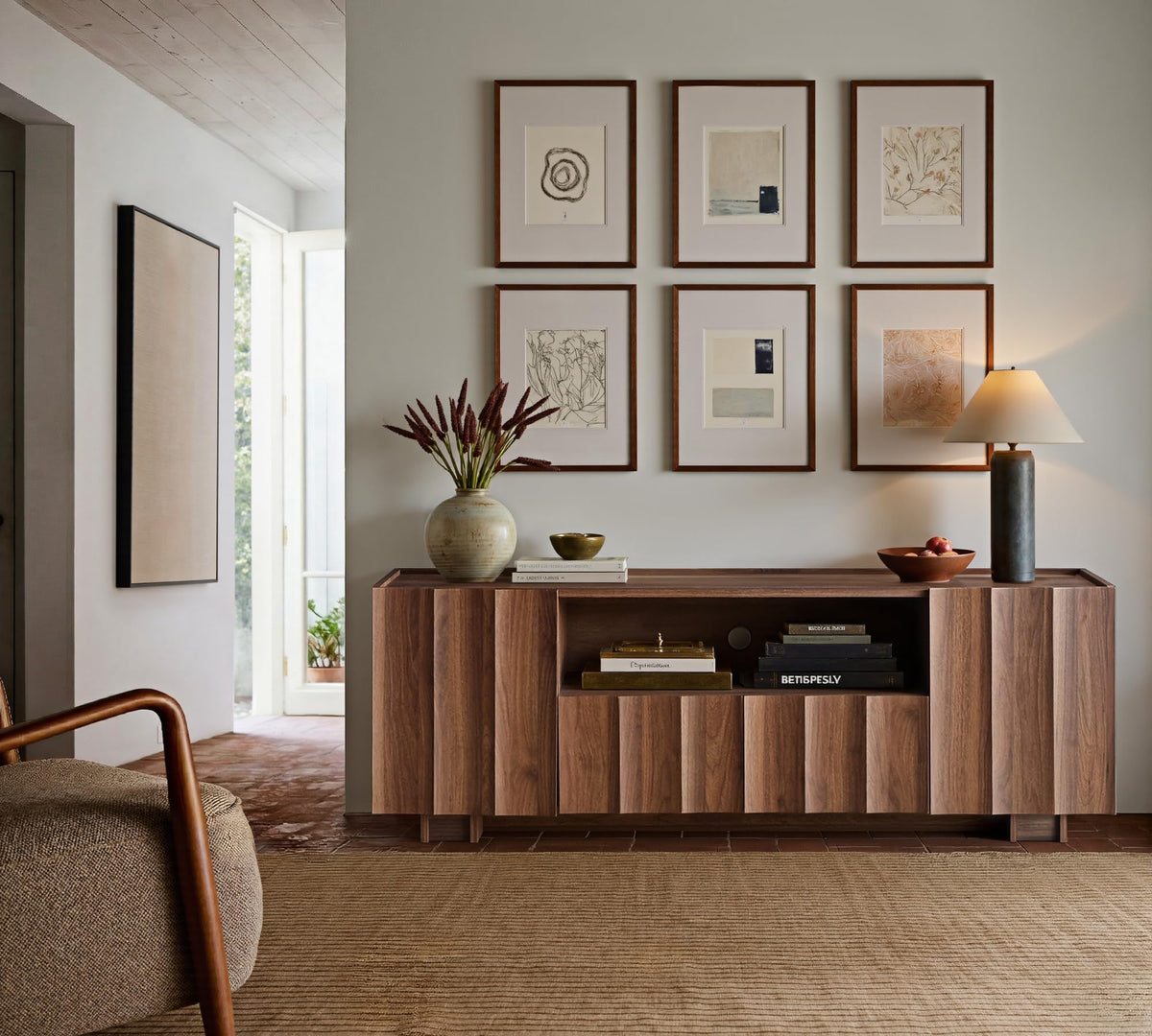 win2win61"MidCenturyModernTVStandwithStorage,WaveDesign,Walnut