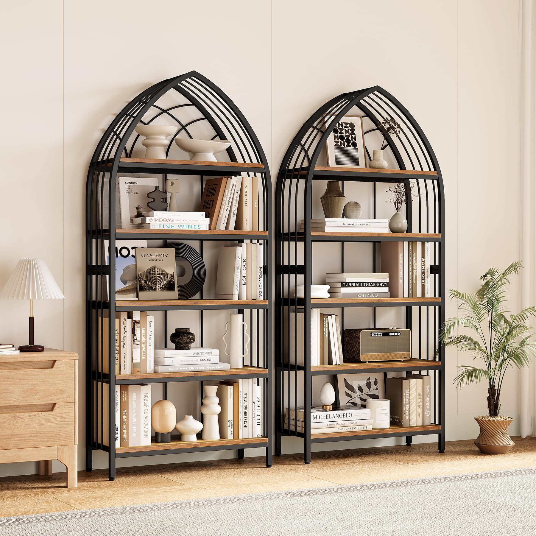 LITTLE TREE 74.8" Tall Bookshelf, 5-Tier Heavy Duty Metal Rack, Large Load-Bearing Capacity, Versatile Shelf for Living Room, Kitchen, Bedroom, Bathroom, Study