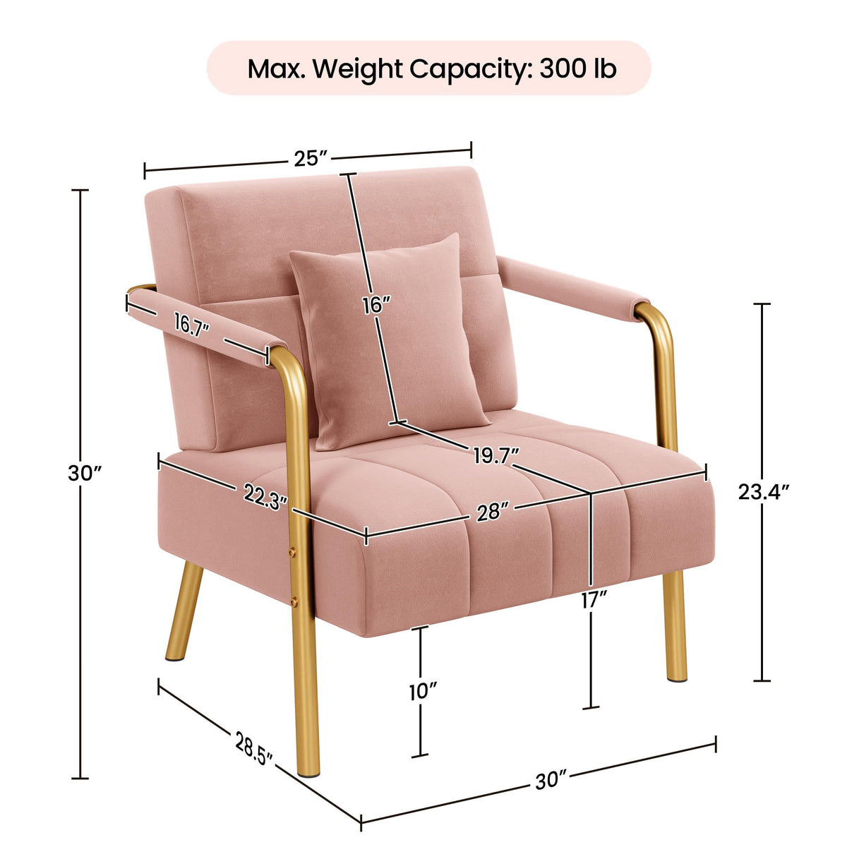 Pink Velvet Accent Chair