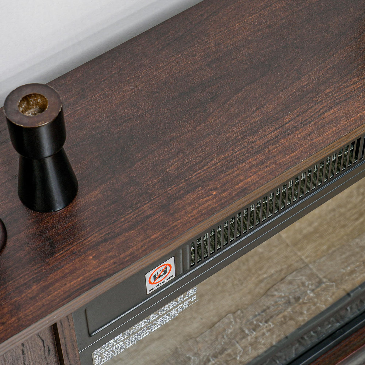 Dark Brown Electric Fireplace with Mantel