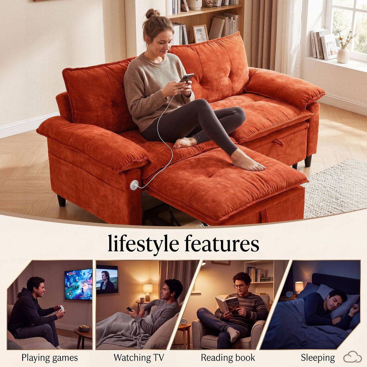 Chenille Loveseat Sleeper Sofa
