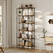 6-Tier Industrial Bookshelf with Metal Frame