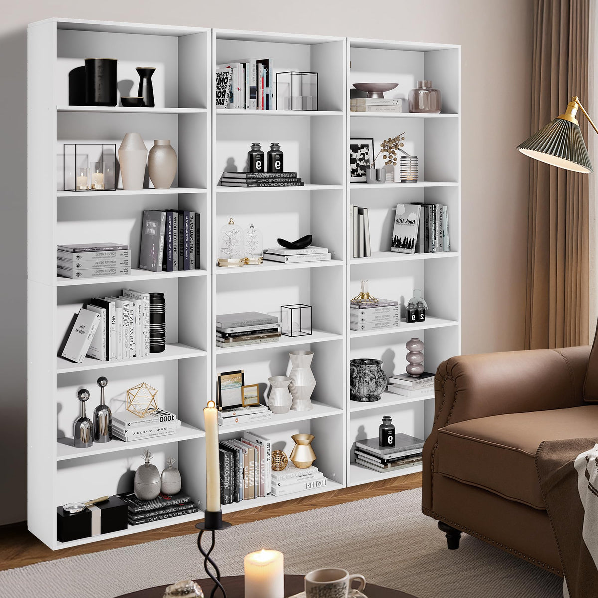 White 6-Tier Bookshelf