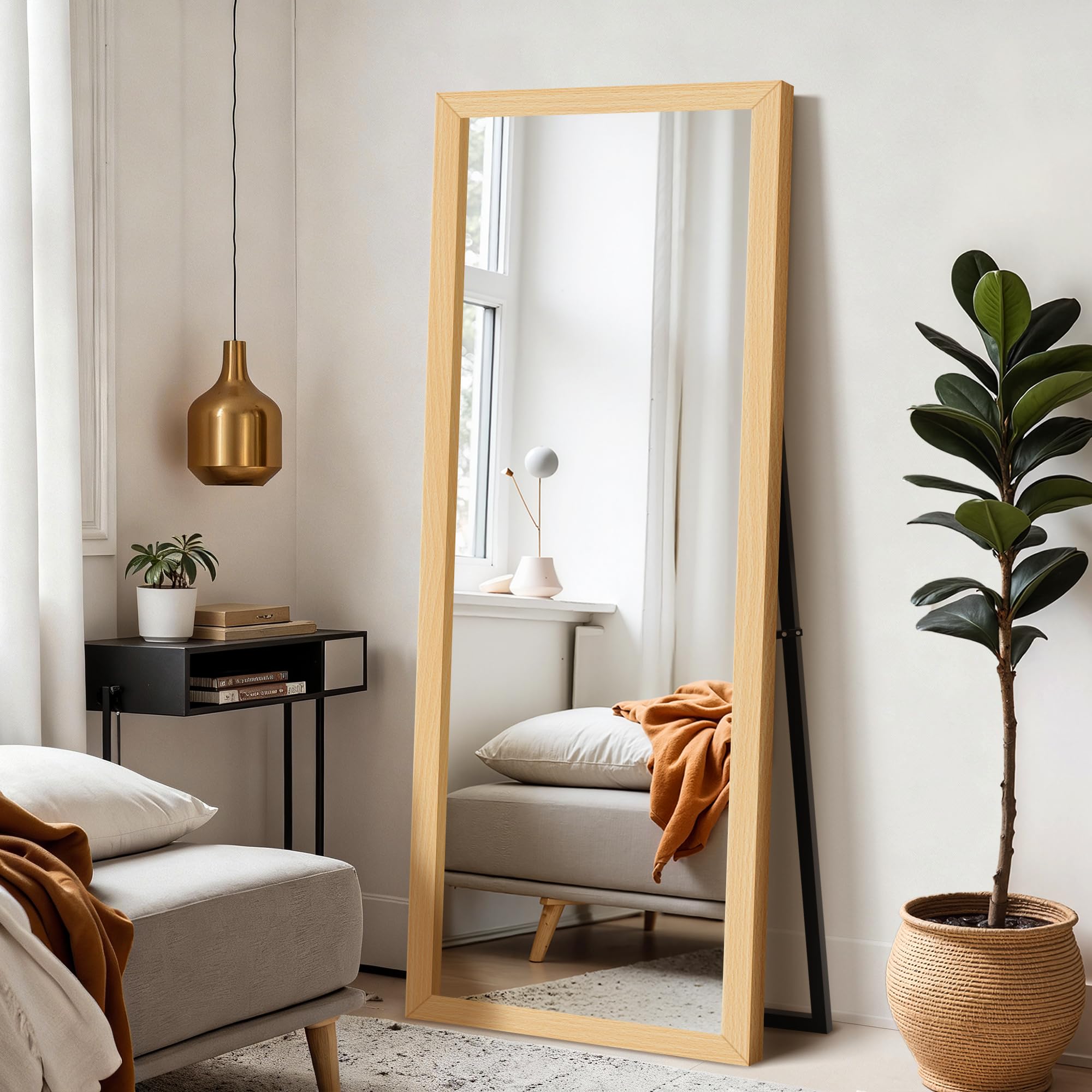 Full Length Standing Mirror with Wooden Frame