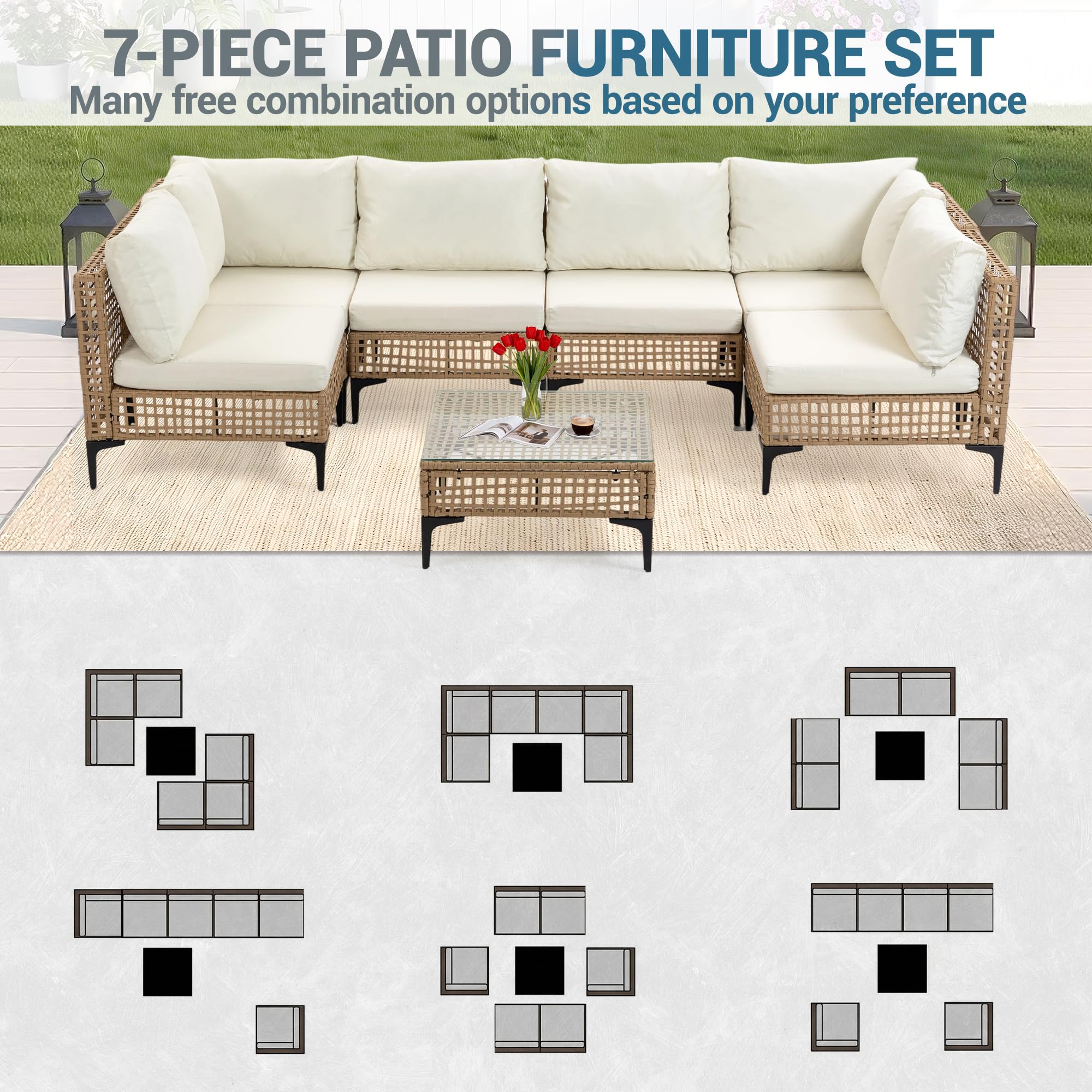 7-Piece Outdoor Sectional Sofa Set